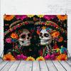 Ghost Festival background - sugar skull photography background - Mexican festival - marigold flower decoration