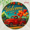 Vintage Red Truck Heart Balloons Iron Wall Art Decor