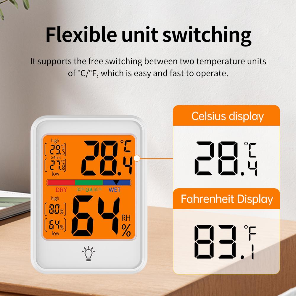 Portable Indoor Electronic Digital Temperature and Humidity Meter Magnetic Thermometer Hygrometer Precise for Home Office