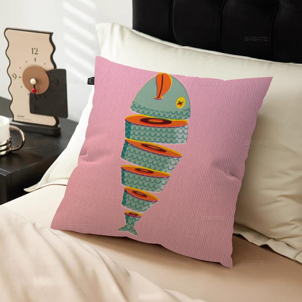 Colorful Sardine Lobster Crab Fish Ocean Pillow Cushion Cover Pillowcase Living Room Sofa Home Decor Customized