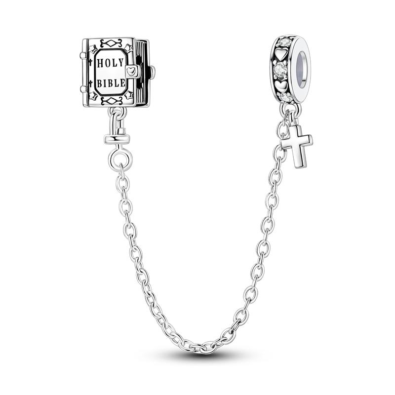 Copper Cross Elephant Safety Chain Zircon Pendant Beads Fit Original Charms Bracelet Women Diy Fine Jewelry Gift