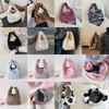Storage Leopard Print Plush Handbag Tote Bags Hand Purses Korean Underarm Bags Flower Pattern Leopard/Stripe Fluffy Storage Bag