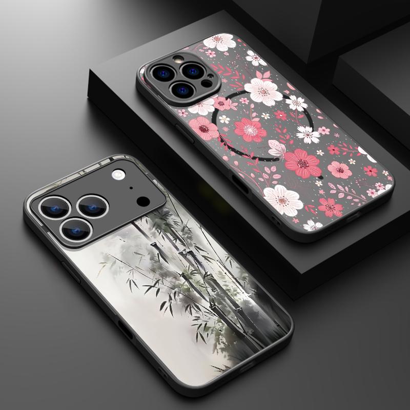 Colorful Flowers Pattern Case For iPhone 17 Pro Max Case iPhone 16 Pro Max 15 14 13 16E 17E Magnetic For Magsafe Hybrid Matte Cover