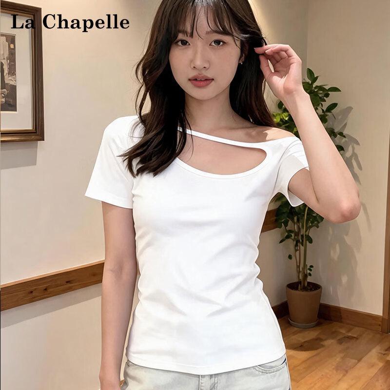 La Chapelle Off-Shoulder Hollow Short Sleeve T-Shirt
