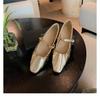 Sheepskin version~ inner height increase pleated leather silver single shoes women's ballet style platform Mary Jane ladyshoes ballet shoes