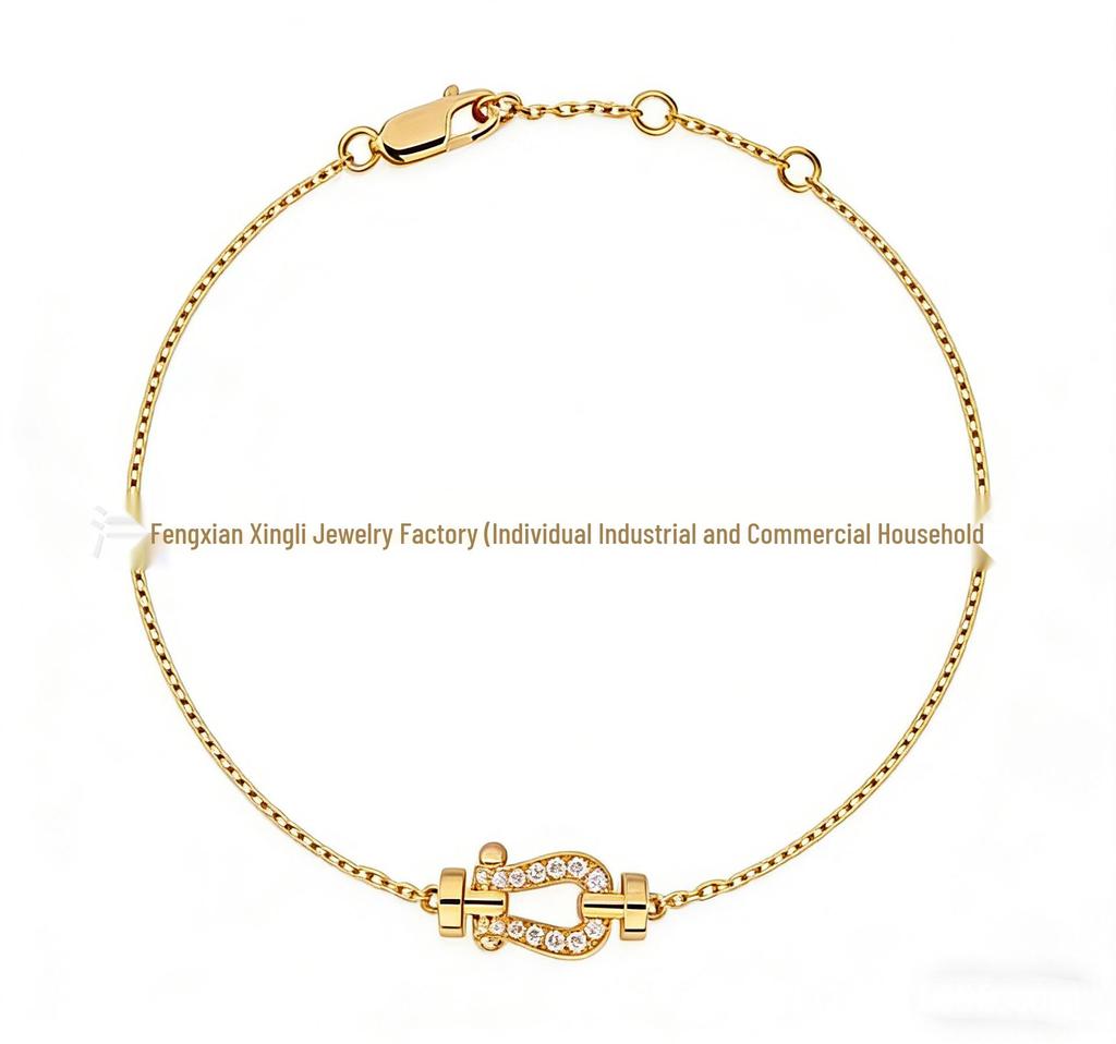 Fred Horseshoe Pendant Necklace In 18K Rose Gold, Full Diamond Clavicle Chain for Women