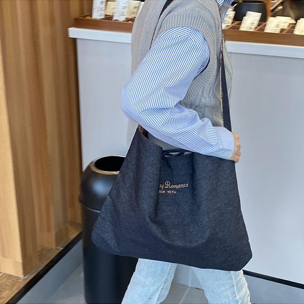 Retro Denim Shoulder Bag Flower Floral Canvas Bag Vintage Bohemian Messenger Bag  Women