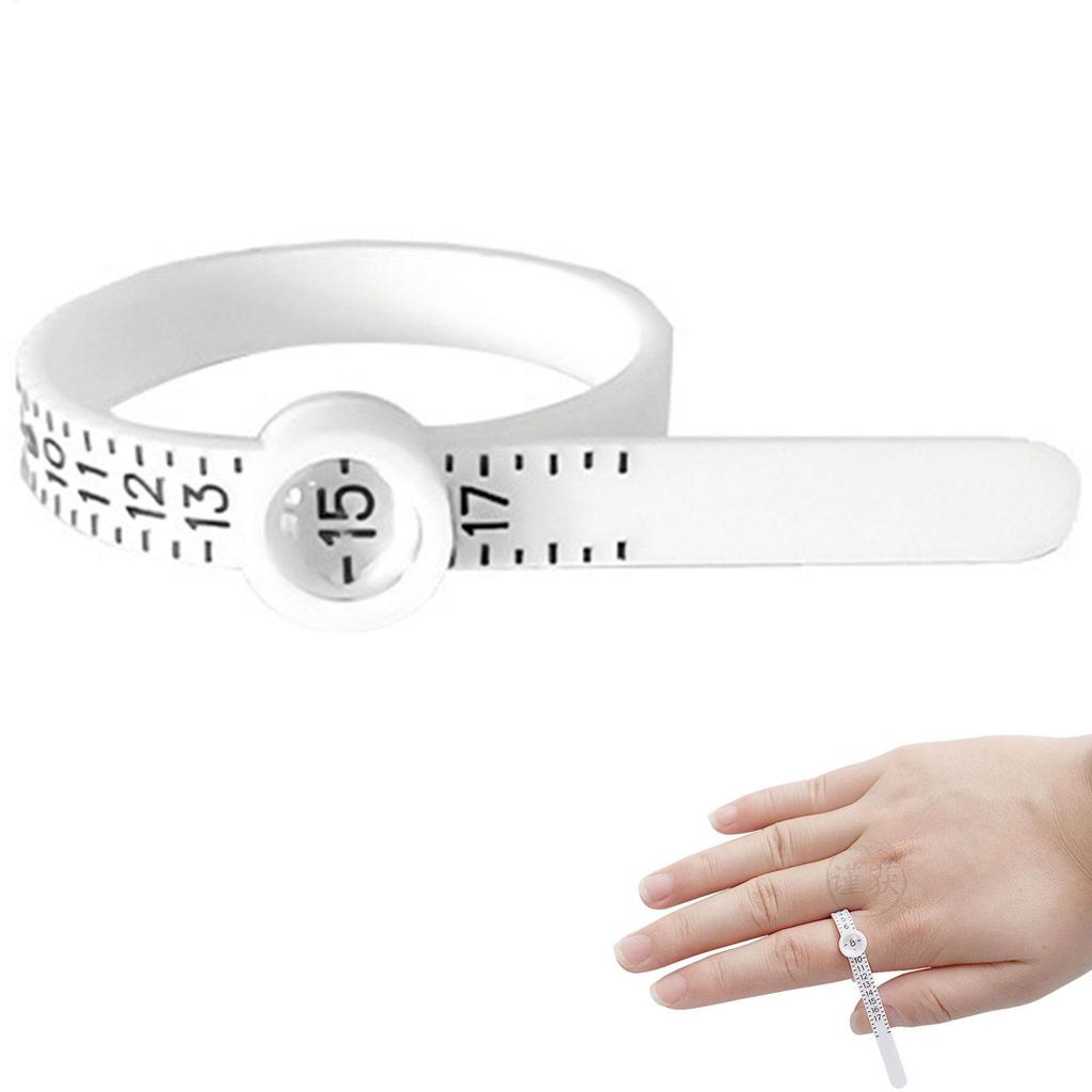 Black/White color Size Ring Ruler Ring Measuring Tape Ring Measuring Tool Annular Coil Finger Size Filter with Magnifying Glass