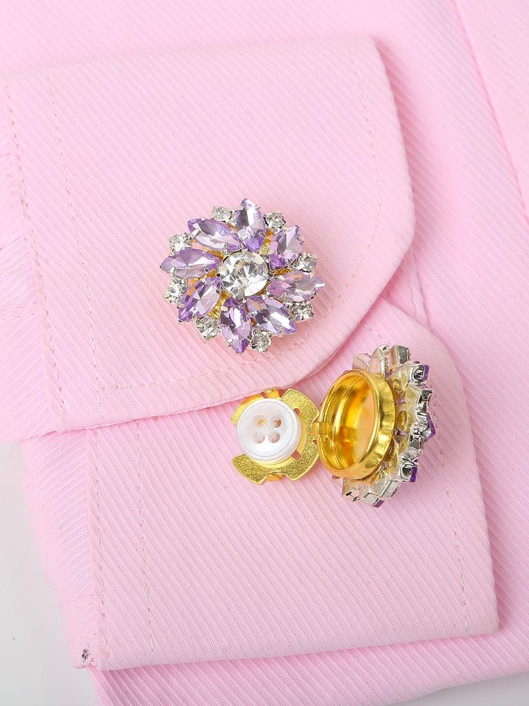 2Pcs Rhinestone Cufflinks Shirt Sleeve Button Covers Bling Crystal Button Clips For Dresses And Shirts Button Decoration Buttons