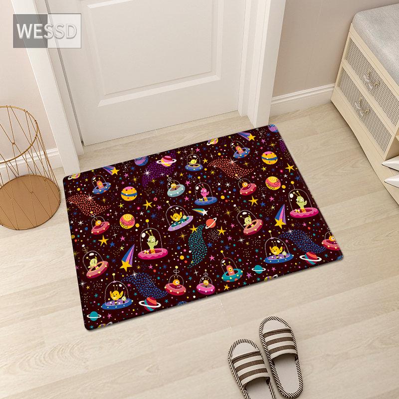 Dětské koberečky Cartoon Space do ložnice Roztomilá podložka Universe Print Koberec Dlouhé Dětské koberečky Dlouhé
