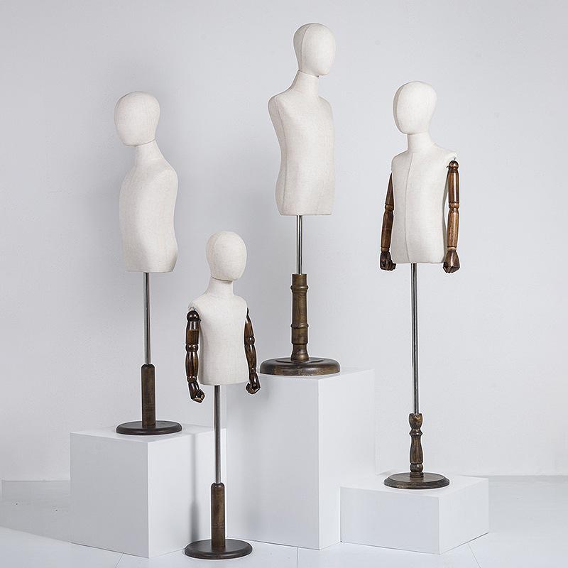 Child Mannequin Display Stand: Solid Wood & Fabric for Toddler Clothing