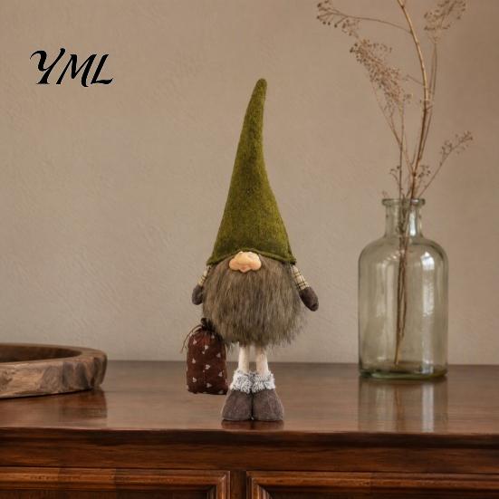 Desktop Display Figurines Vintage Farmhouse Gnome Figurine, Dangle Leg Statue, Rustic Tabletop Forest Theme Shelf Decor Ornament for Fall Thanksgiving