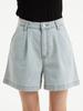 UNKNOWN PLANET Essential One-Pleat Denim Shorts Light Blue