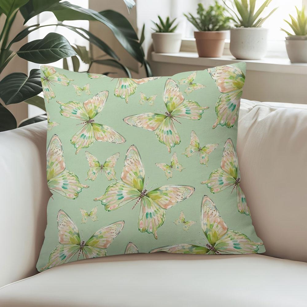 Mint Flutter Square Jacquard Pillow Cover for Sofa Office Waist Cushion Cover Home Decorative Pillowcase