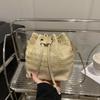 Bohemian Style Raffia Bag Woven Drawstring Bucket Bag Simple Weave Straw Crossbody Bag  Holiday