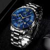 Sporty Watch Set 3pcs Men's Quartz Watch Set Men's Bracelet Men's Necklace Stainless Steel Bracelet Set Casual Watch for Men
