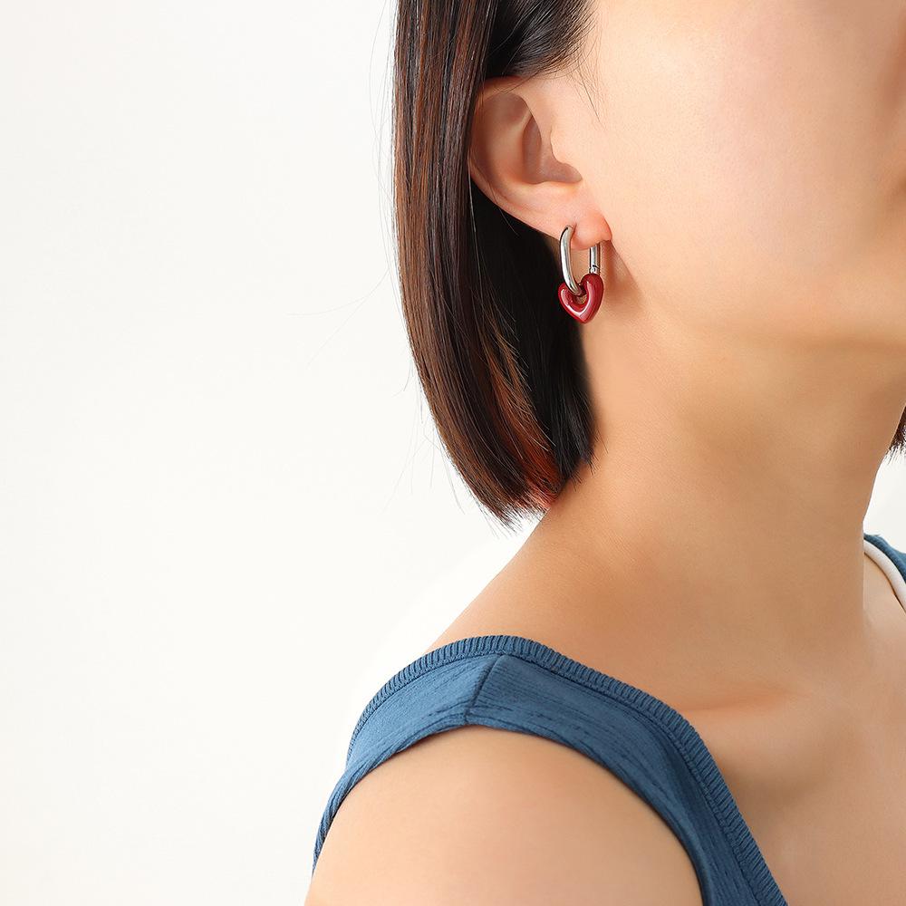 Korean Style Versatile Heart Necklace & Earrings Set