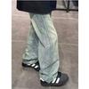 Hellblaue gerade Jeans Herren und Damen Herbst Amerikanischer Retro High Street Vibe Stil Hose Trendige Marke Lockere Weitbeinige Hose