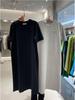 Summer 2025 Pure Cotton Round Neck Mid-Length T-Shirt Dress with Fake Pocket for Women.
