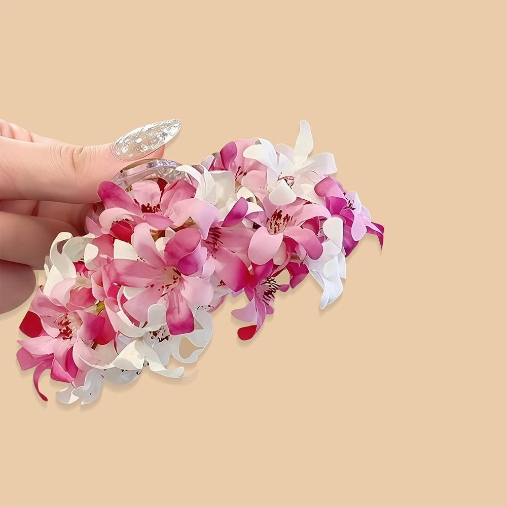 New Spring/Summer Large Full-Bloom Artificial Flower Hair Claw Clip, Women's Fashionable Hawaiian-Style Luxurious and Elegant Floral Hair Clamp
