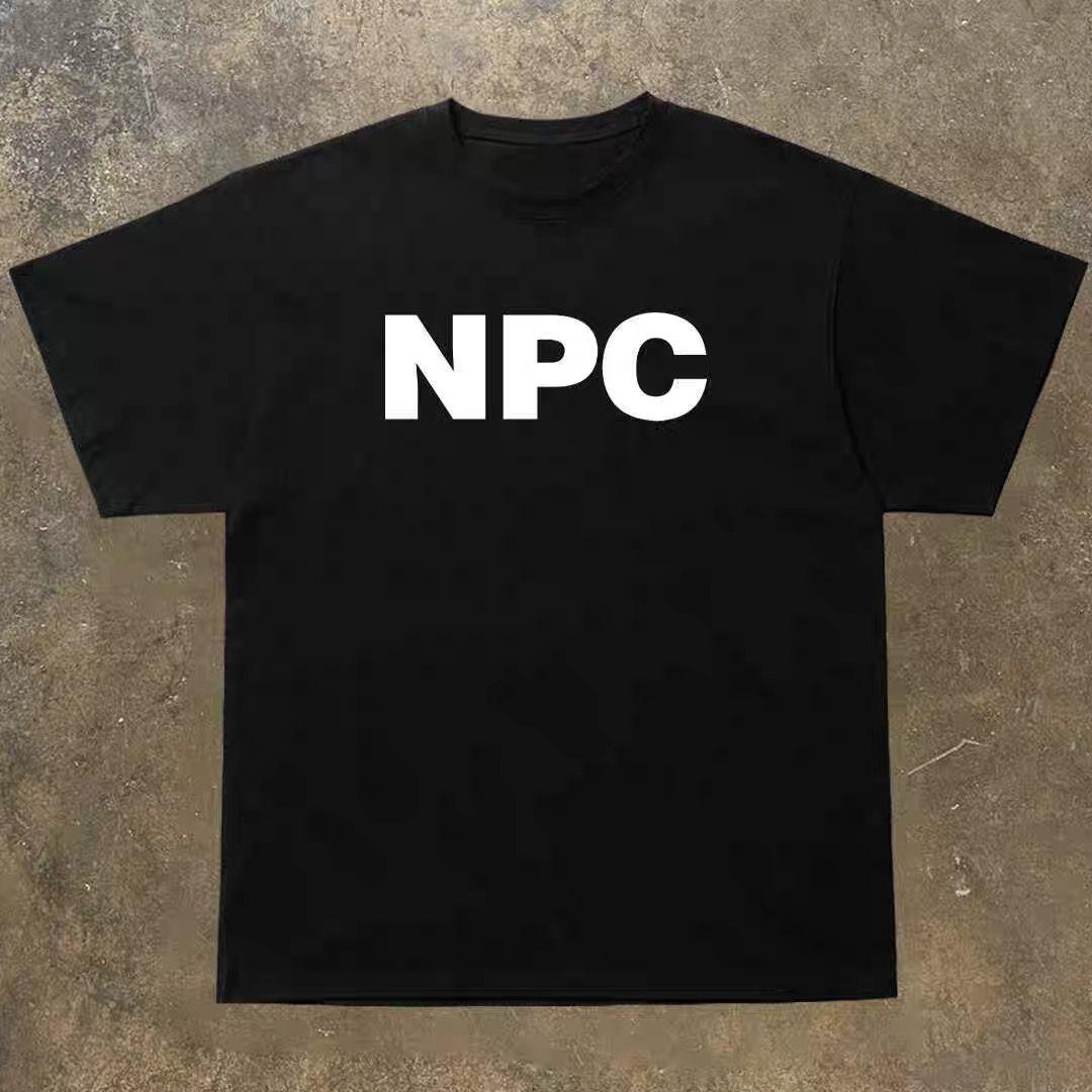 

Shortsleeved Americanstyle Ins Casual Mens and Womens Crewneck Lettered NPC Printed Loose Cotton Top S