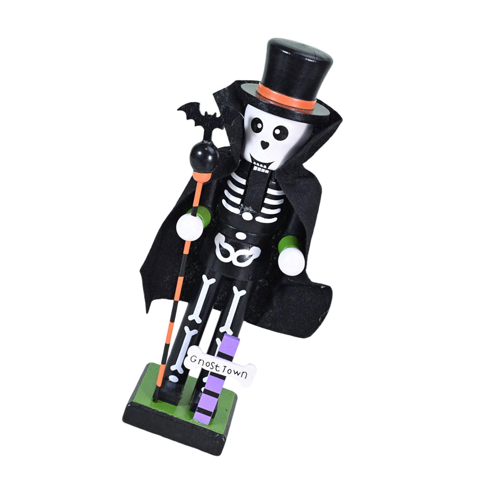 Seasonal Wooden Home Accent 25cm Halloween Themed Desk Ornament Christmas Walnutcracker Figures Table Shelves Ornament