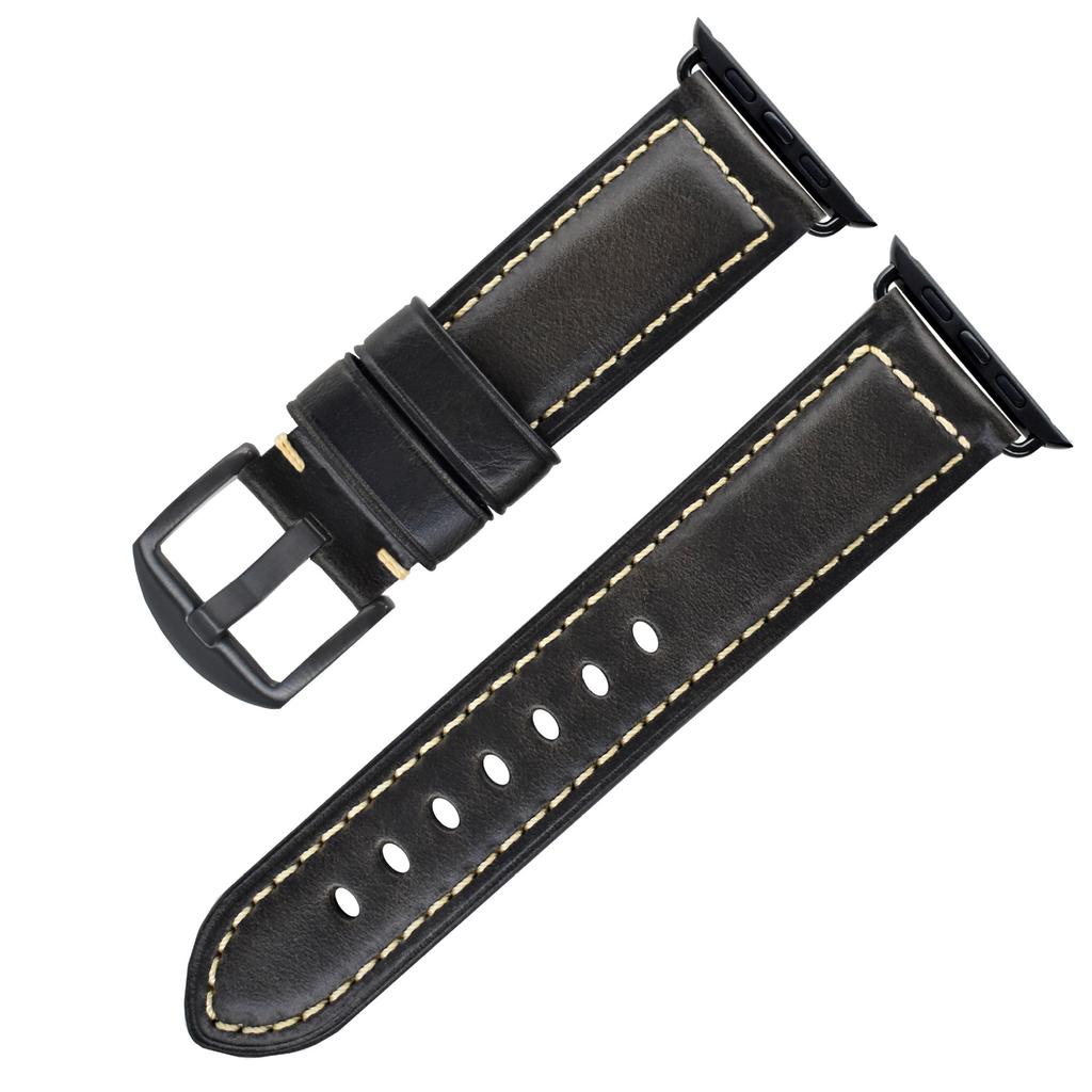 First Layer Real Cowhide Retro Leather Watch Strap Replacement for Apple Watch Series 1 2 3 4 5 7 8 9 SE Smart Watch Accessory