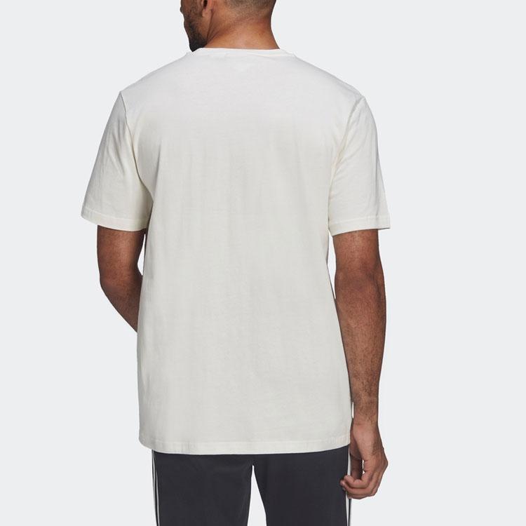 adidas Krajinný potisk Krátký rukáv Retro Americké tričko Pánské topy Bílé HF4769
