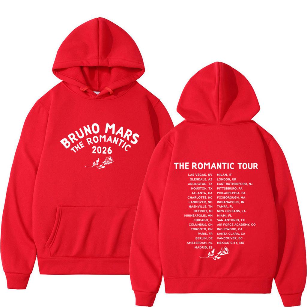 Bruno Mars The Romantic Tour Print Hoodie Man Woman Fashion Pullover Long Sleeves Loose Casual Sweatshirts