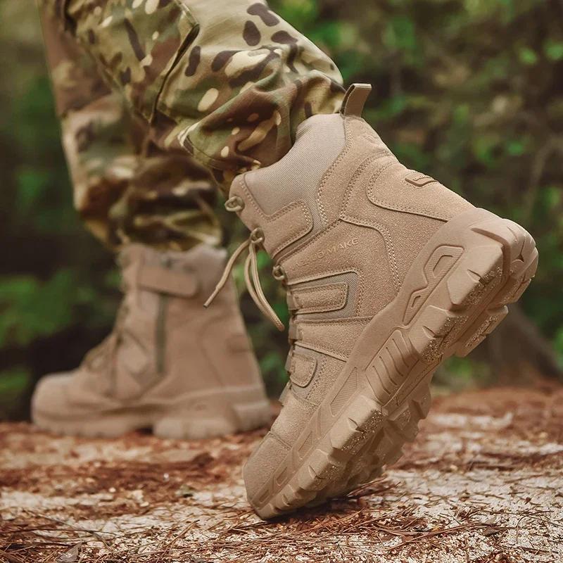 Men Hunting Hiking Shoes Brand Tactical Boots Waterproof Lace Up Desert Unisex Size Plus Army Boots Motorcycle Climbing Shoes