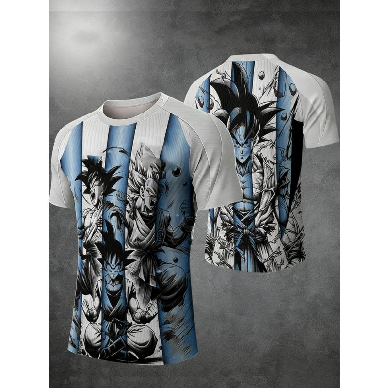 2026 Summer Dragon Ball Retro Fitness T-shirt Men's Oversized 3D Printed Short-sleeved Family Unisex Children's Sports Shirt