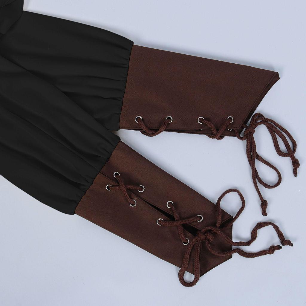 2025 Vikingský Pirátský Kostýmový Set: Středověká vesta, košile, jodhpury a doplňky