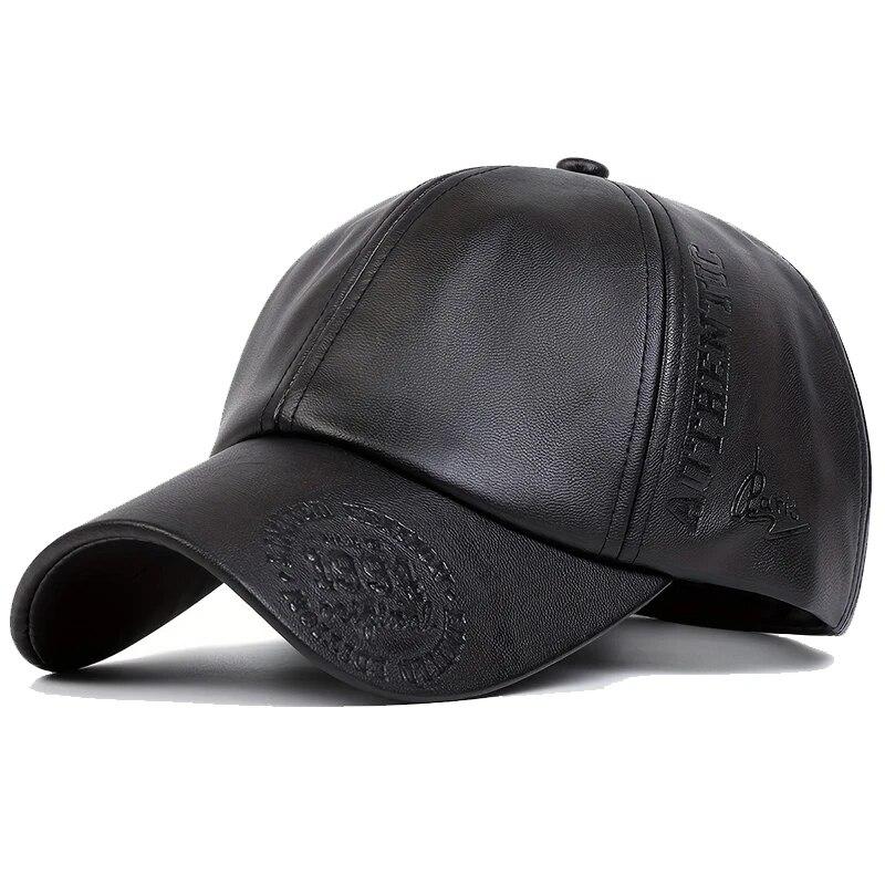 

PU Leather Embossing 1994 Baseball Caps Spring and Autumn Outdoor Adjustable Casual Hats Sunscreen Hat чорний