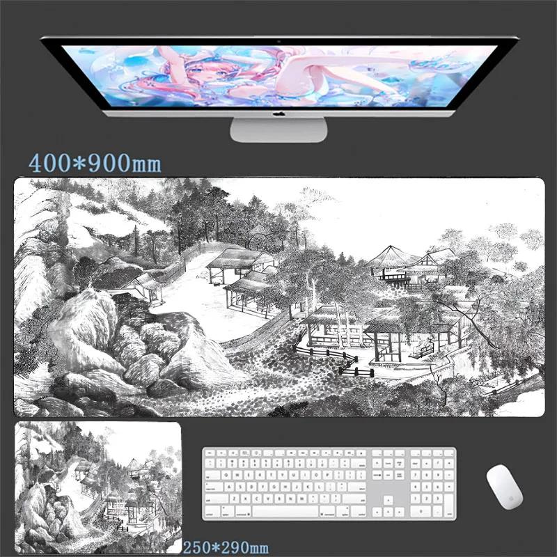 Ink Landscape Mouse Pad Large Computer Office Game Table Mats XXL Rubber Anti-slip New Gaming Keyboard Mousepads Long Desk Mat