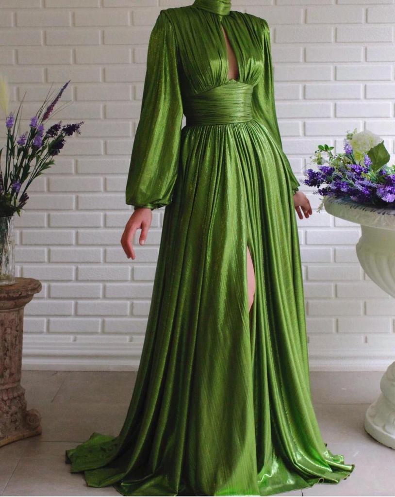 2025 Primavara/Vara Rochie maxi cu leagan, verde avocado