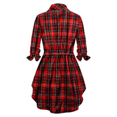 Camicia da Donna a Quadri Vintage con Zip e Maniche Lunghe di Media Lunghezza
