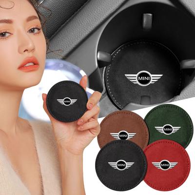 Car Cup Holder Pad PU Leather Slot Non-slip Coaster Mat For BMW Cooper F54 F55 F56 R56 R60 SONE Roadster Clubman Coupe