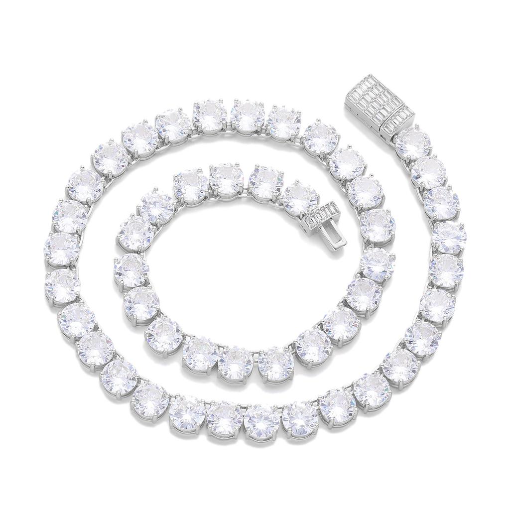 European and American 11mm Copper Zircon Full Set Tennis Chain 1111 Winter Commuter Geometric Round Diamond Jewelry Accessories