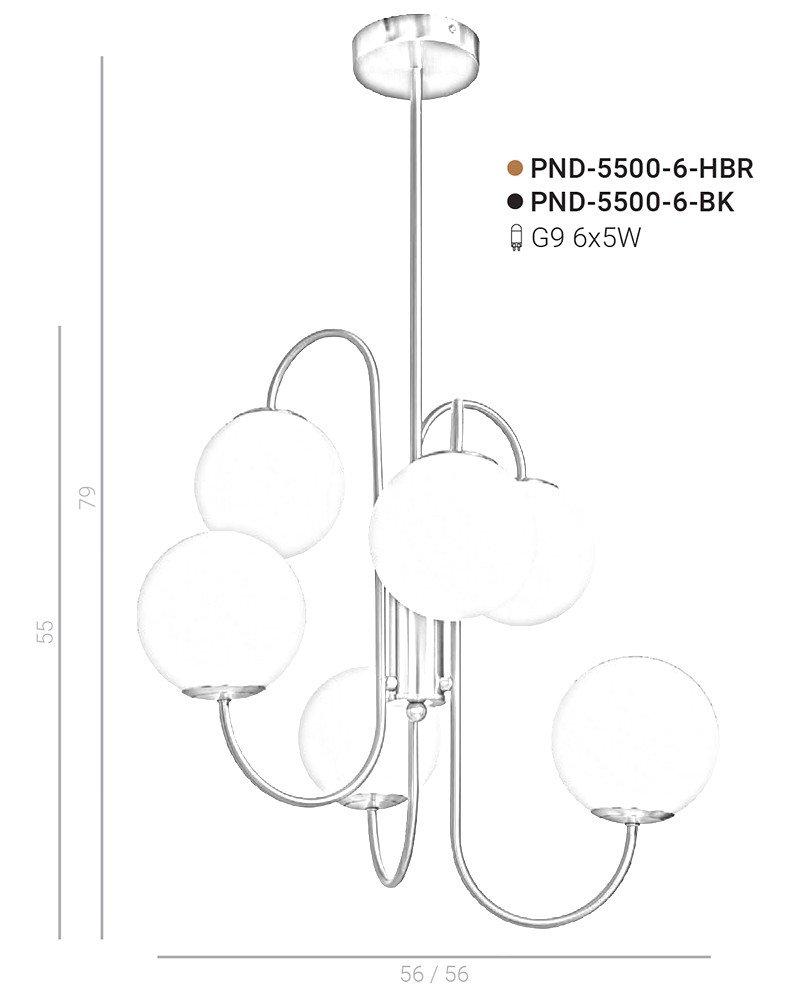 Lampa wisząca Gela PND-5500-6-BK Italux