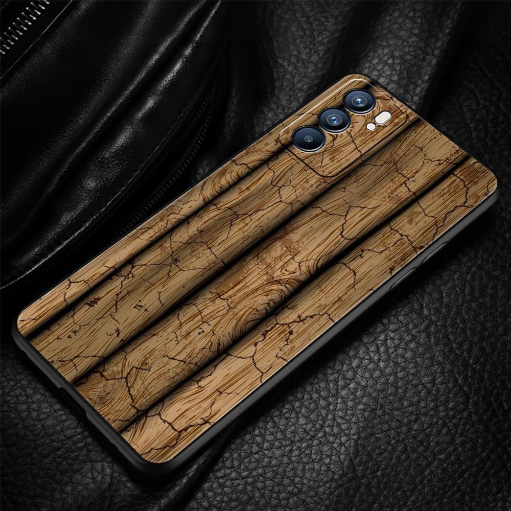 Luxury Vintage Wood Grain Pattern Phone Case For Oppo Reno 13 12 11 10 7 F Find X5 X6 A98 A80 A79 A78 A57 A54 A17 Pro Soft TPU