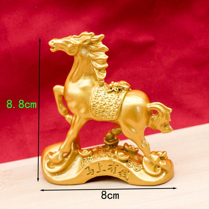 Leaping Horse Zodiac Figurine: Year of the Horse Home Ornament and Ruyi Money Decoration.