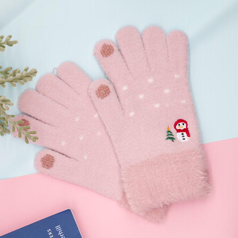 Changbaosen Damen Winter Schneemann Strick Touchscreen Handschuhe