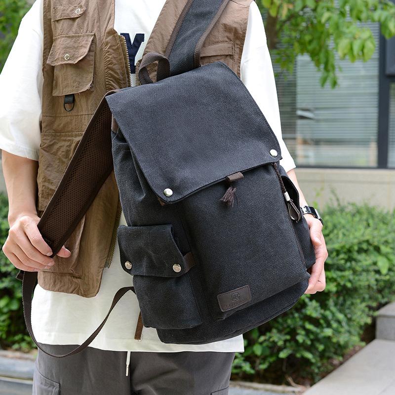 Schoolbag Men's Backpack Casual Simple Backpack Cloth Bag Junior High School Student School Bag Large Capacity Travel Computer Bag