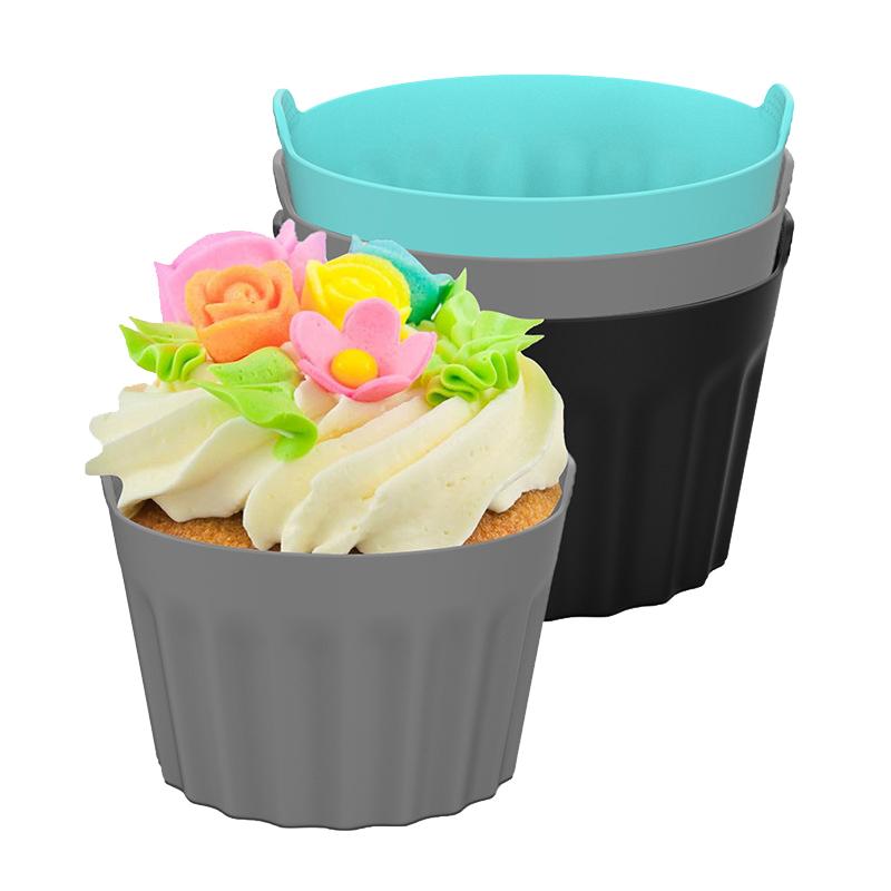 3/6Pcs Air Fryer Silicone Basket Cake Muffins Cupcakes Baking Cups Baking Custard Tart Pie Desserts Mold Egg Poaching Maker