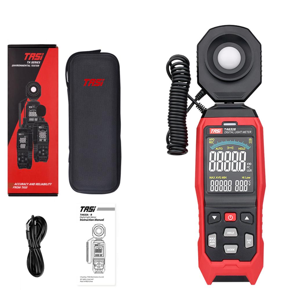 TASI TA632A/B Digital Light Meter Photography Luxmeter Detachable Probe Illuminometer Lux/Fc Photometer Enviromental Tester