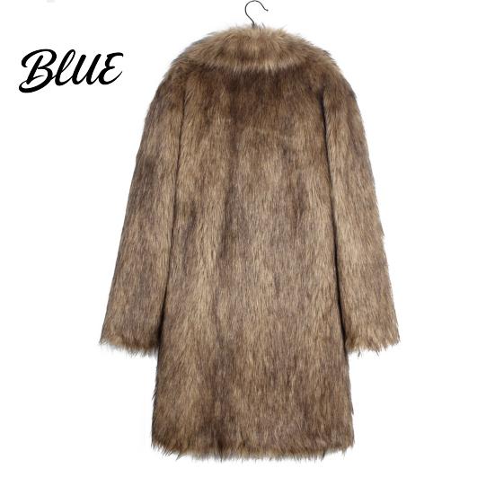 Giacca da Uomo Resistente allo Sbiadimento Aperta Davanti Collo a Revers Manica Pelliccia Cappotto Lungo Finto Antivento Spesso Caldo