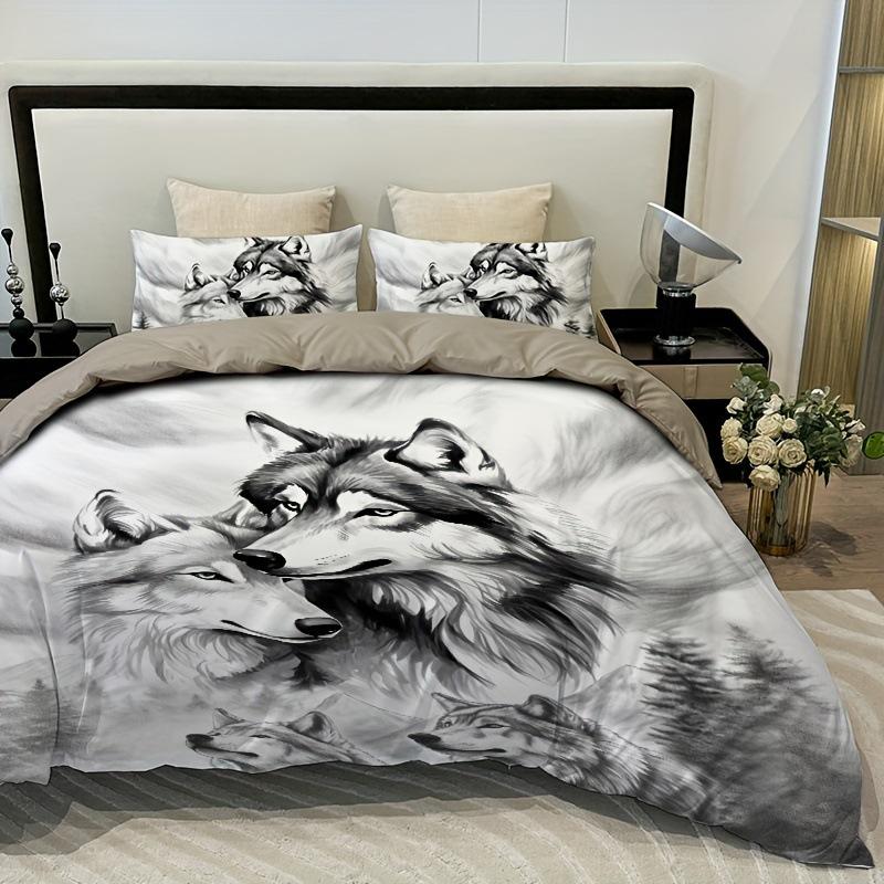 Digital Printing Duvet Cover Kit 3D Bedding Quilt Cover Pillowcase Three-Piece Set