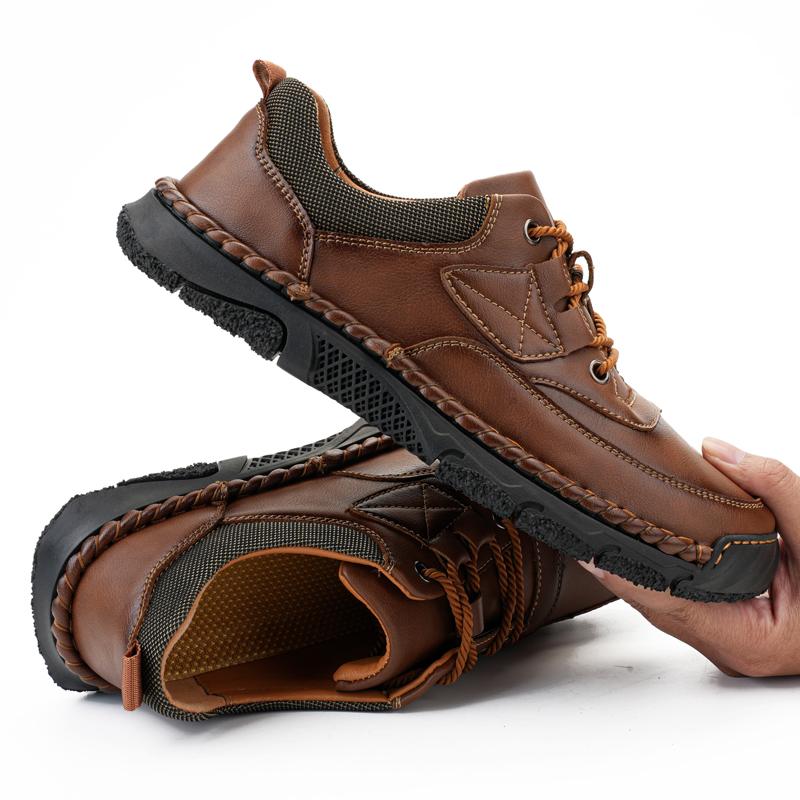 Fashion Fashion Lace-Up Men's Casual Shoes Lightweight Leather Man Treking footwear Board Shoes Outdoor Sports Sneakers Hiking Trainers