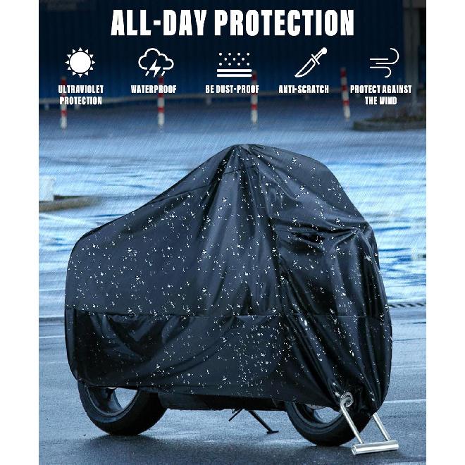 Zlirfy Motorcycle Cover,Motorcycle Accessories,Motorbike Full Cover Motorcycle Covers Waterproof Outdoor,Car Accessories Universal Motorbike Cover