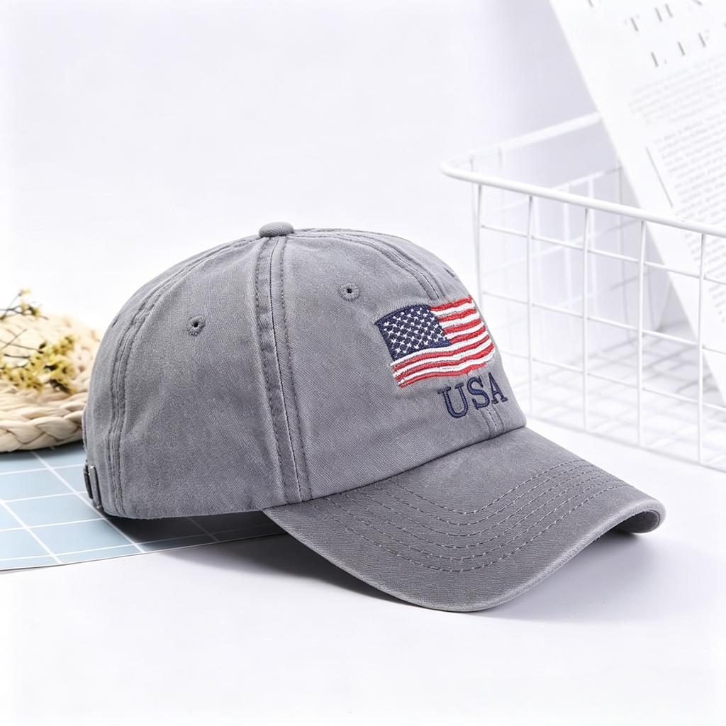 Vintage Washed Usa Flag Embroidered Baseball Cap Adjustable Cotton Dad Hat Patriotic Sun Hat For Men Women Casual Outdoor Sports